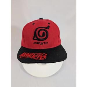 Naruto Shippuden Snapback Hat Red Black Hidden Leaf Village Logo Anime Cap OSFM